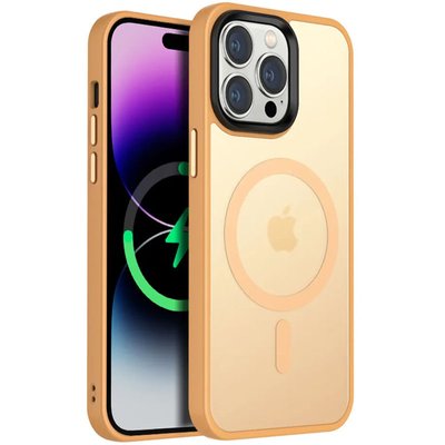 Чехол Metal Buttons with MagSafe Colorful для Apple iPhone 14 Pro 6.1'' Персиковый 64998 фото