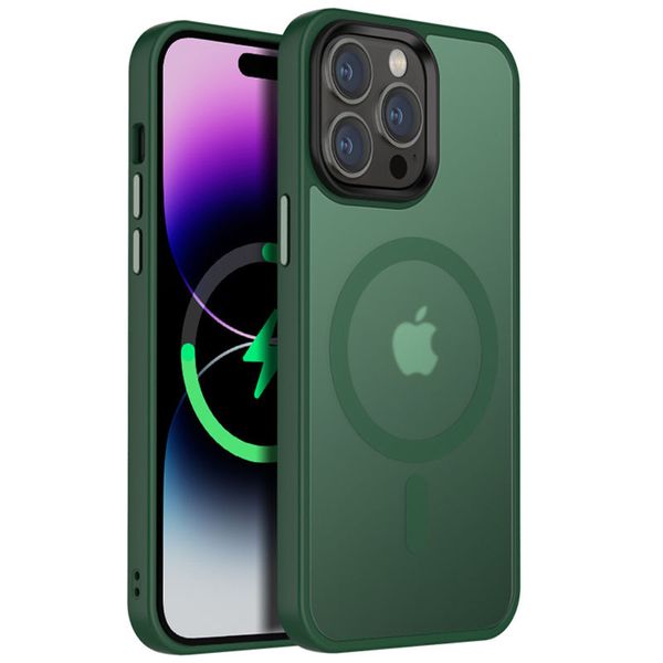 Чехол Metal Buttons with MagSafe Colorful для Apple iPhone 14 Pro 6.1'' Зеленый/Green 64998 фото