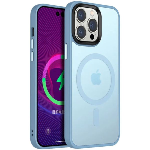 Чохол Metal Buttons with MagSafe Colorful для Apple iPhone 14 Pro 6.1'’ Блакитний 64998 фото