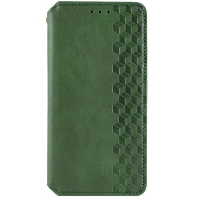 Кожаный чехол-книжка GETMAN Cubic (PU) для Samsung Galaxy S24 Зелёный | Green 68156 фото