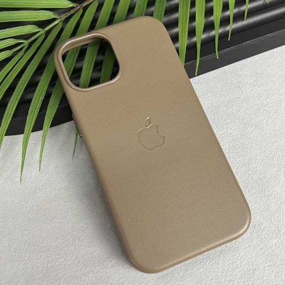 Кожаный чохол Leather Case (AAA) with MagSafe and Animation для Apple iPhone 15 Plus (6.7") Світло-Коричневий | Light Brown 65729 фото