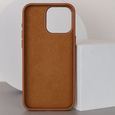 Кожаный чохол Bonbon Leather Metal Style with MagSafe для Apple iPhone 15 (6.1") Коричневий | Brown 69528 фото