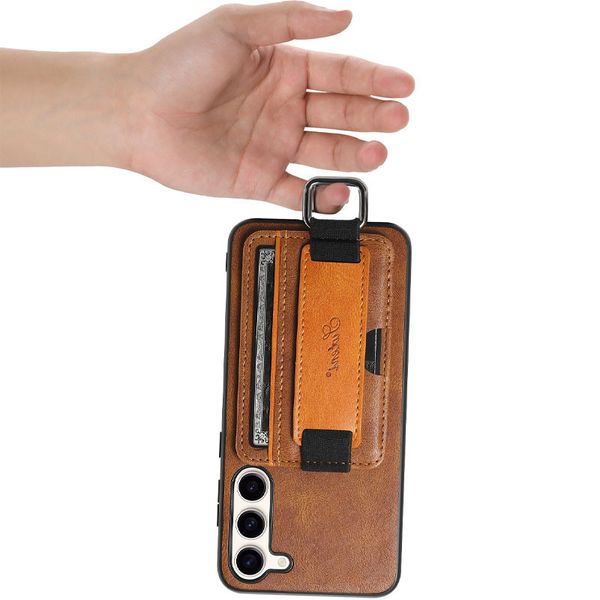 Кожаный чехол Wallet case and straps для Samsung Galaxy S24 Коричневый | Brown 70066 фото