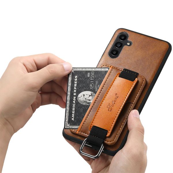 Кожаный чехол Wallet case and straps для Samsung Galaxy S24 Коричневый | Brown 70066 фото