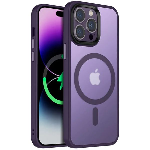 Чехол Metal Buttons with MagSafe Colorful для Apple iPhone 15 6.1'' Фиолетовый | Purple 65601 фото