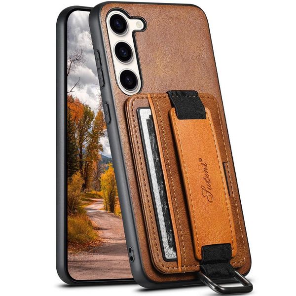 Кожаный чехол Wallet case and straps для Samsung Galaxy S24 Коричневый | Brown 70066 фото