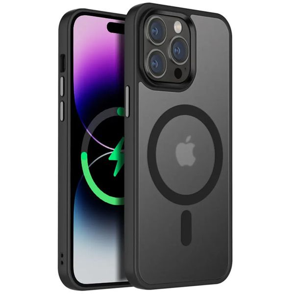 Чехол Metal Buttons with MagSafe Colorful для Apple iPhone 15 Pro (6.1'') Чёрний | Black 65603 фото