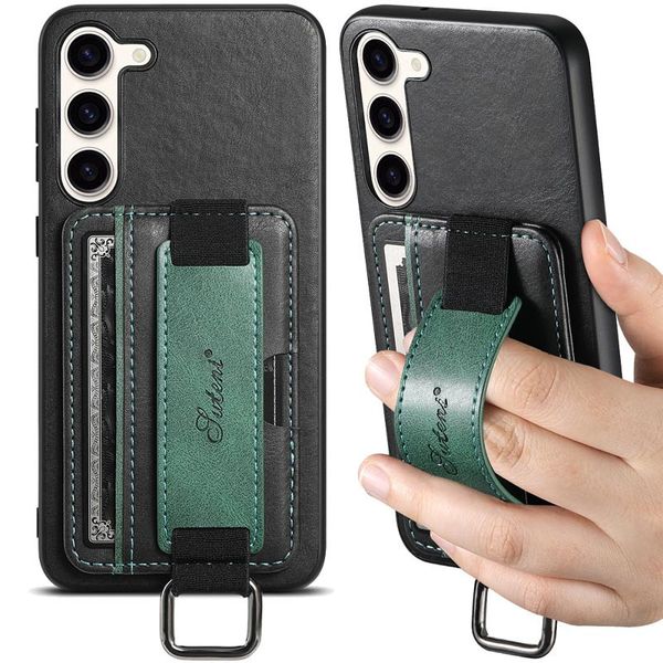 Шкіряний чохол Wallet case and straps для Samsung Galaxy S24 Чорний | Black 70066 фото