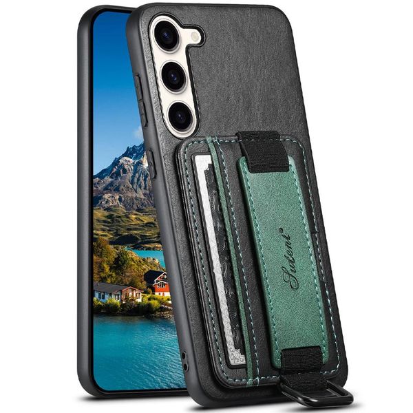 Шкіряний чохол Wallet case and straps для Samsung Galaxy S24 Чорний | Black 70066 фото