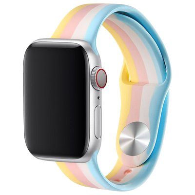 Силіконовий ремінець Rainbow для Apple watch 42mm/44mm Жовто-Блакитний 9834712-ZhB фото