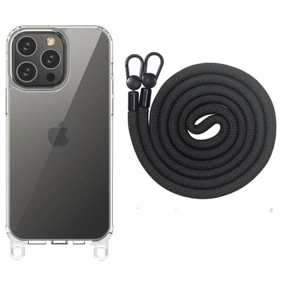 Чохол TPU Transparent with Straps для Apple iPhone 14 Pro Max (6.7") Чорний | Black 72066 фото