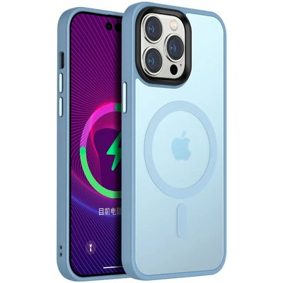 Чехол Metal Buttons with MagSafe Colorful для Apple iPhone 12 Pro Max 6.7'' Голубой 64998 фото